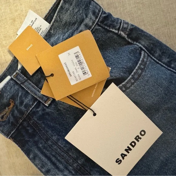 Sandro Designer EU size 36 (US 27/28) Blue Denim Jeans with tags